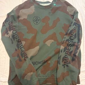 Off-White Green and Brown Camouflage Sweatshirt